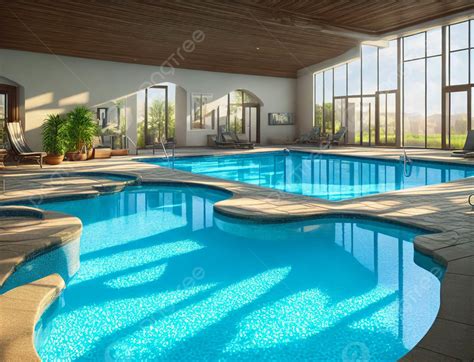 Beautiful Comfortable Indoor Swimming Pool Background Pool Swimming