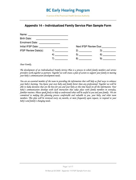 Example Ifsp Form Completed Complete With Ease Airslate Signnow