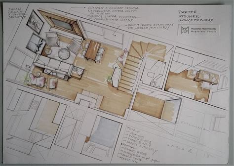 Top View Interior Conceptual Sketch By Magdalena Sobula