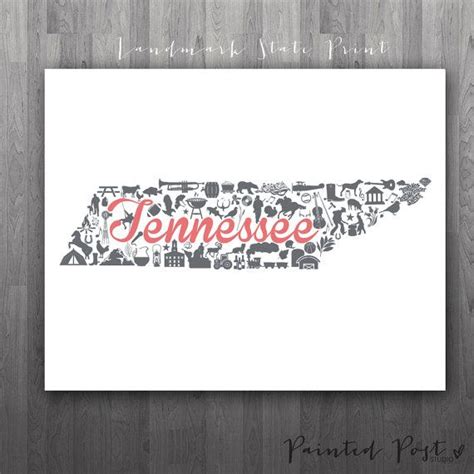 Tennessee Landmark Custom State Map Art Print X Gicl E Etsy Dorm