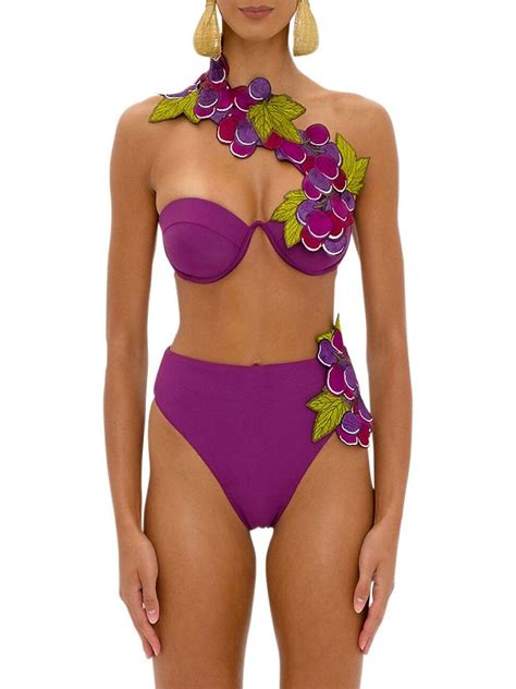 Andrea Iyamah Etna Embroidered Bikini Top Purple Editorialist