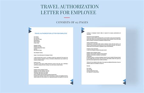 Travel Authorization Letter For Employee In Word Pdf Google Docs