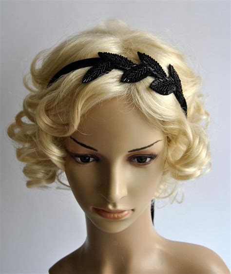 Black Vintage Inspired Beaded Headband, the Great Gatsby Headband, 1920s Headpiece, Flapper ...