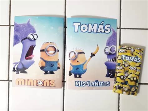 Bolsitas Libritos Colorear Y Lapices X Minions En