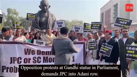 Parliament Opposition Demands Jpc Probe Into Adani Row Protests At