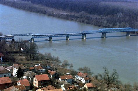 Aerial photo of Brcko Bridge after being repaired by IFOR ...