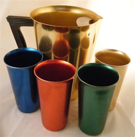 Vintage Aluminum Pitcher And Tumblers Aluminum Ware Sunburst