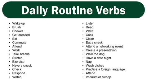 Daily Routine Verbs List Grammarvocab