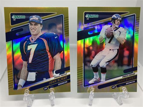 John Elway 2021 Donruss Gold Holo Premium Stock Press Proof Lot