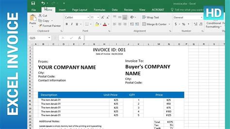 How To Create A Invoice Template In Excel