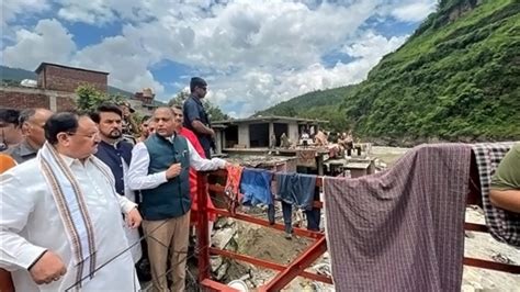 In Photos Jp Nadda Anurag Thakur Visit Flood Affected Areas In Himachal Pradesh