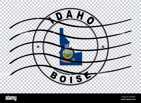 Map Of Idaho Postal Passport Stamp Travel Stamp Clipping Path Stock