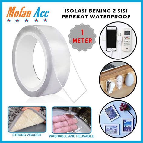 Jual Double Tape Gel Isolasi Bening Sisi Perekat Dinding Tembok Tanpa