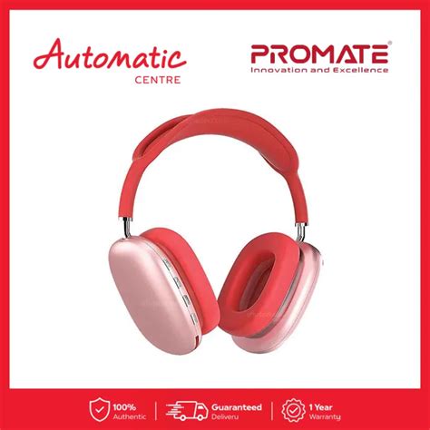 Promate Airbeat Red High Fidelity Stereo Wireless Headphones With