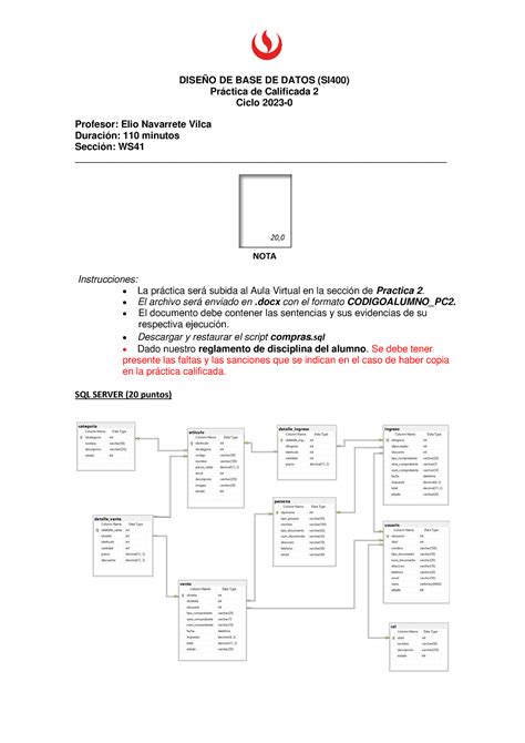 Pc De Base De Datos Dise O De Base De Datos Si Pr Ctica