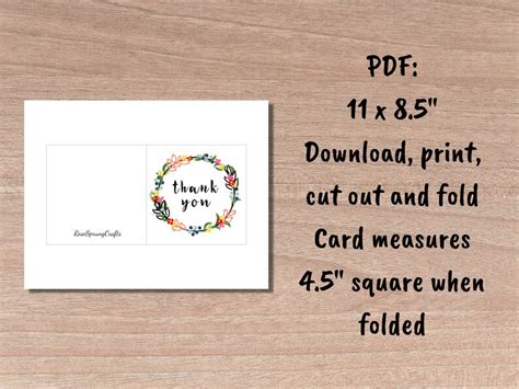 Thank You Floral Border Printable Greeting Card - Etsy