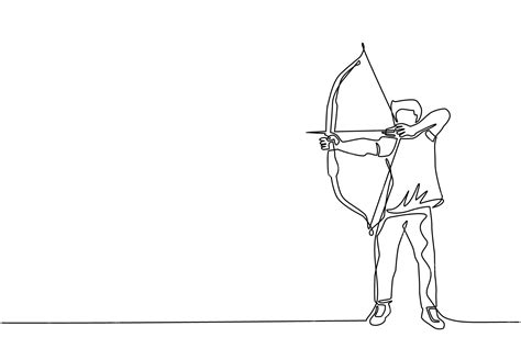 Premium Vector Single One Line Drawing Man With Bow And Arrow Male