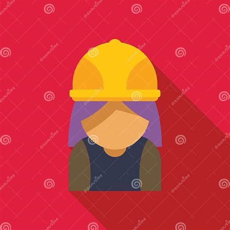 Female Construction Worker Wearing Hard Hat Safety Icon Stock