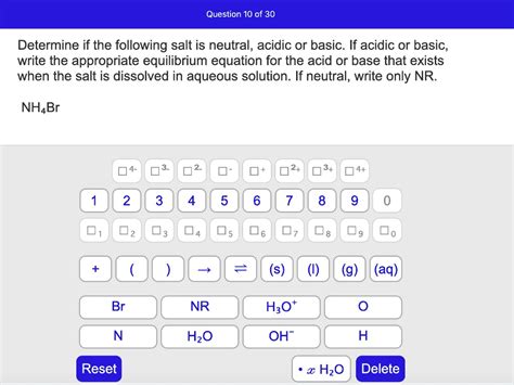 SOLVED Question 10 Of 30 Determine If The Following Salt Is Neutral