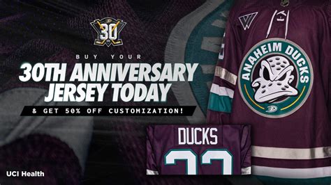 Ducks 30th Anniversary Jersey Anaheim Ducks