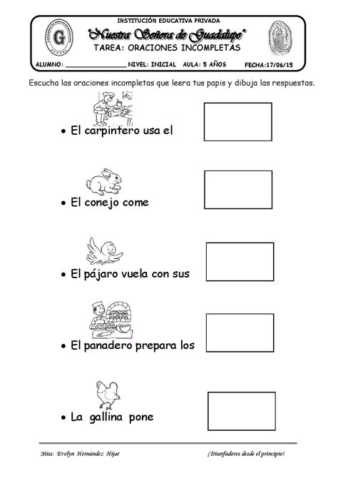 Oraciones Incompletas Tarea By Evelynabejitas Issuu