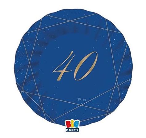 Platos 40 Cumpleaños Azul cartón 20cm 8 unidades por sólo 3 55