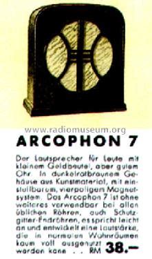 Arcophon VII Speaker-P Telefunken Deutschland TFK, Gesellschaft für ...
