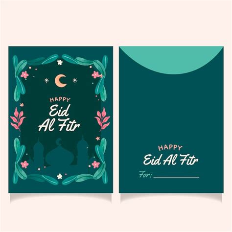 Templata de diseño de tarjetas de sobre de Eid Al Fitr con estilo de