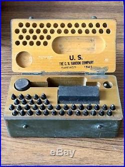 Ch Hanson Steel Stamp Set Serif Wwii Military Surplus Piece Mint