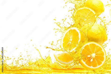 Splash Of Lemon Slice Stock Photo Adobe Stock