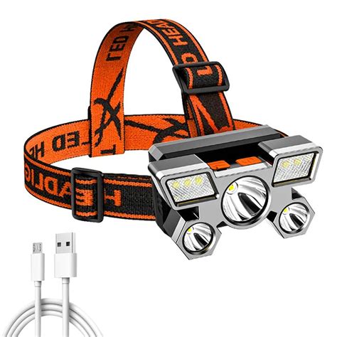 Portable Led Headlamp Night Fishing Usb Rechargeable Flashlight