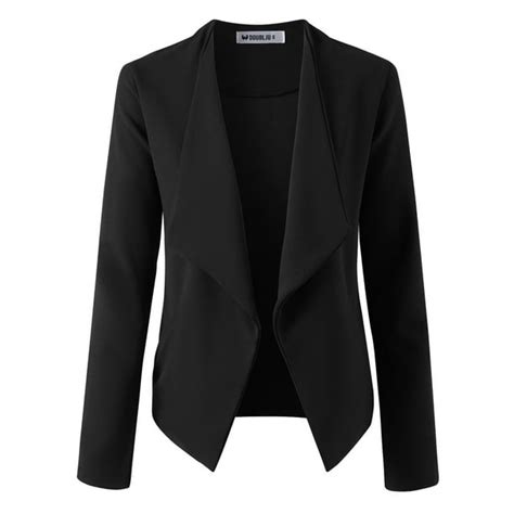 Doublju Womens Casual Long Sleeves Side Pocket Open Front Blazer