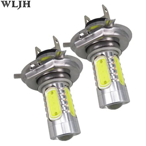 WLJH 2pcs Xenon White H4 Led7 5W HB2 COB Car Led Light Projector Lens