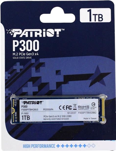 Disco Sólido SSD 1TB Patriot P300 Gen 3 X4 M2 NVMe