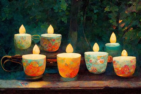 Premium Ai Image A Painting Of A Group Of Lit Candles With The Word