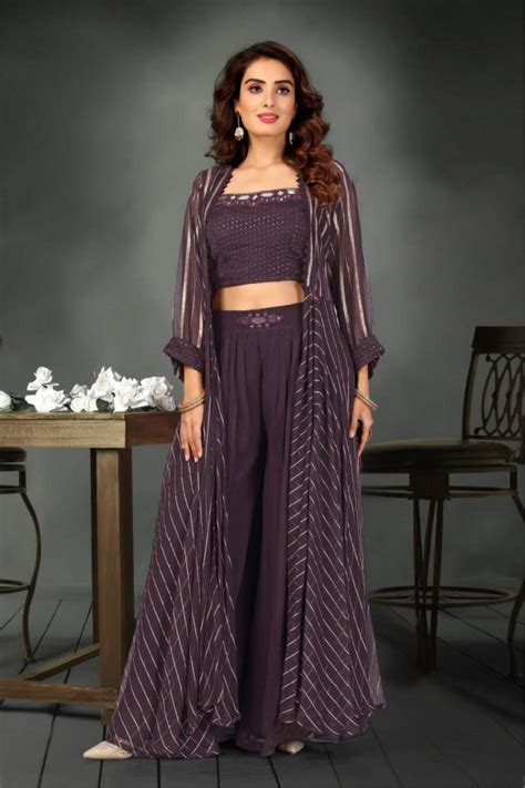 Wine Color Party Wear Plazo Suit With Long Koti My Shoppy Ladies Wear