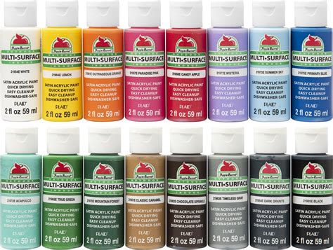 Apple Barrel Multi Surface Acrylic Craft Paint Set 16 Piece 2 Fl Oz