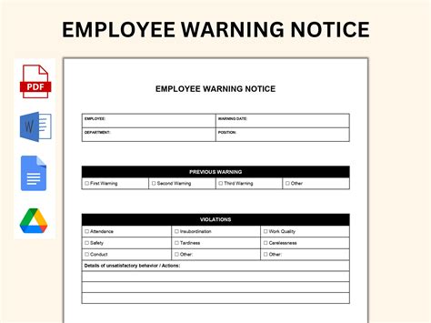 Printable Employee Warning Form