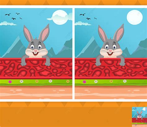 Rabbit Cartoon Vector Illustration Find Differences Educational Game