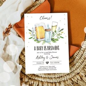 Editable A Baby Is Brewing Invitation Bottle And Beers Baby Etsy