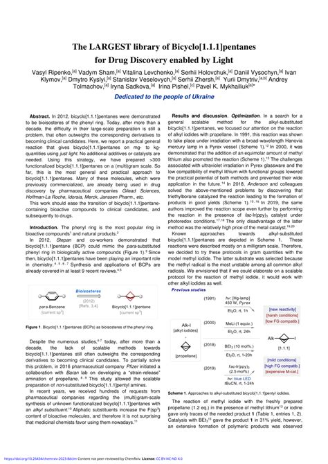 PDF The LARGEST Library Of Bicyclo 1 1 1 Pentanes For Drug Discovery