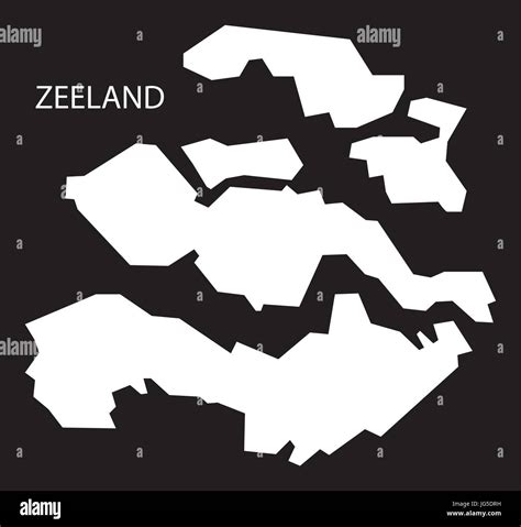 Zeeland Netherlands Map Black Inverted Silhouette Illustration Stock