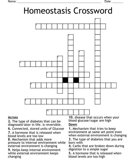 Homeostasis Crossword Wordmint