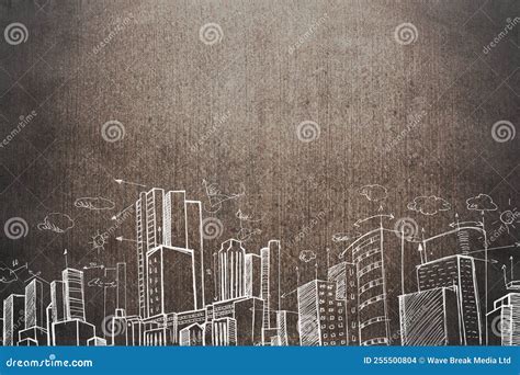 Hand Drawn City Plan Stock Photo Image Of Urban Building 255500804