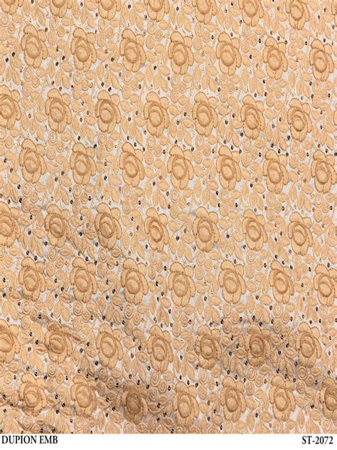 Dupion Silk Floral Beige Thread Work With Sequence Source Fabrics