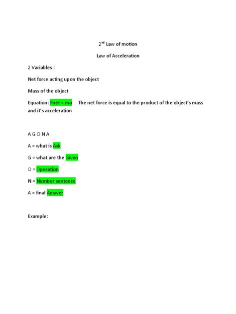 2nd Law of Motion | PDF