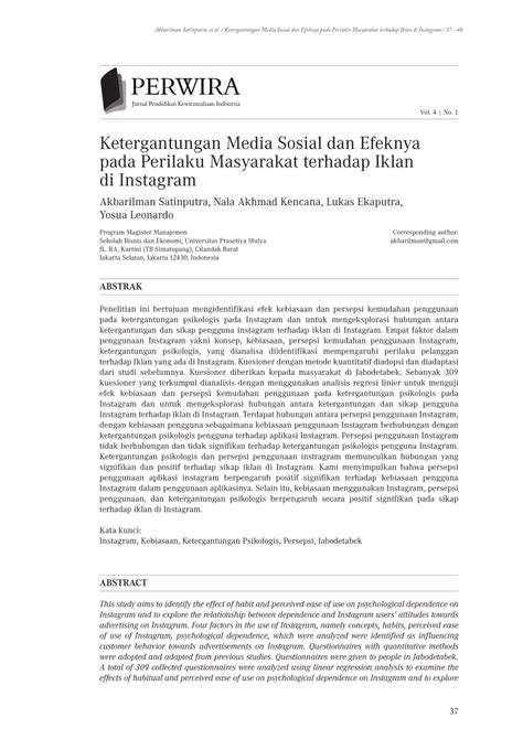 Pdf Ketergantungan Media Sosial Dan Efeknya Pada Perilaku Masyarakat