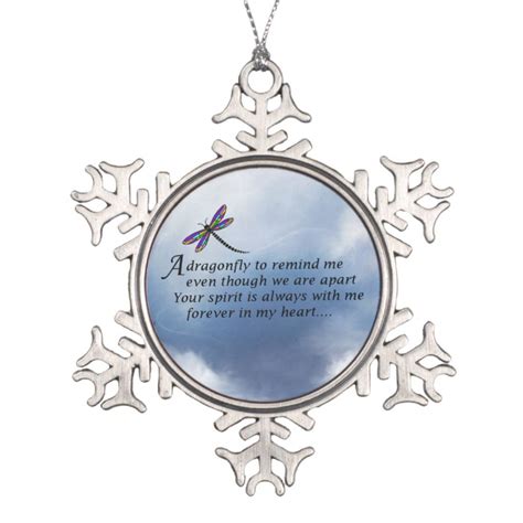 Dragonfly Memorial Poem Snowflake Pewter Christmas Ornament Zazzle