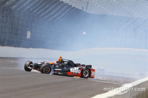 Alex Tagliani A J Foyt Enterprises Honda Crash At Indy 500