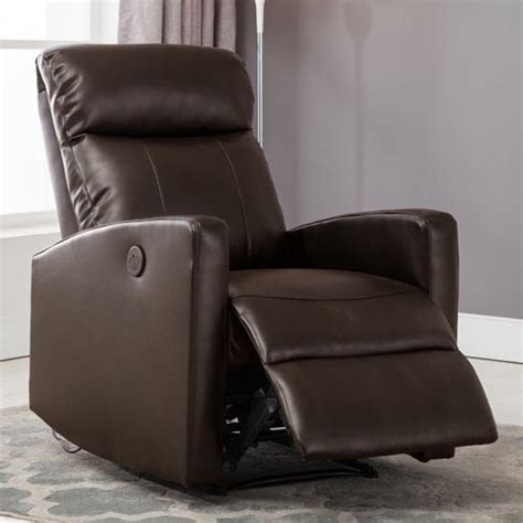 Sean Modern Faux Leather Infused Small Power Reading Recliner Brown